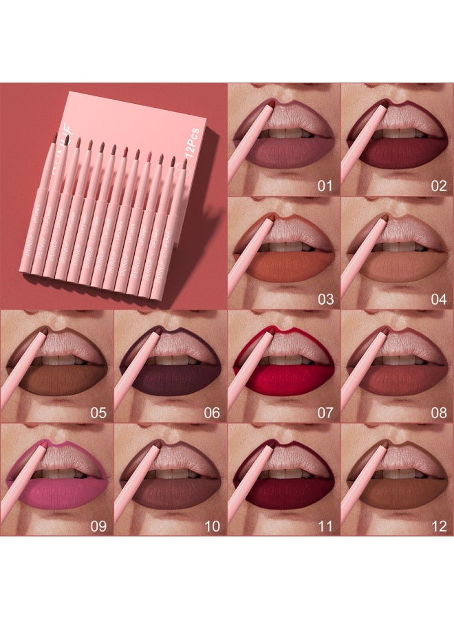 Huitich 12-Piece Velvet Matte Lip Liner Set – Easy-Apply Nude Lipstick & Lipstick Pen Collection - Image 1